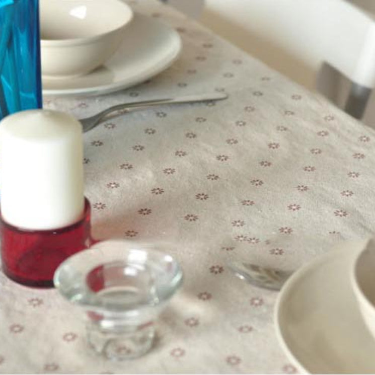 Nappe en coton lin à motif marguerite