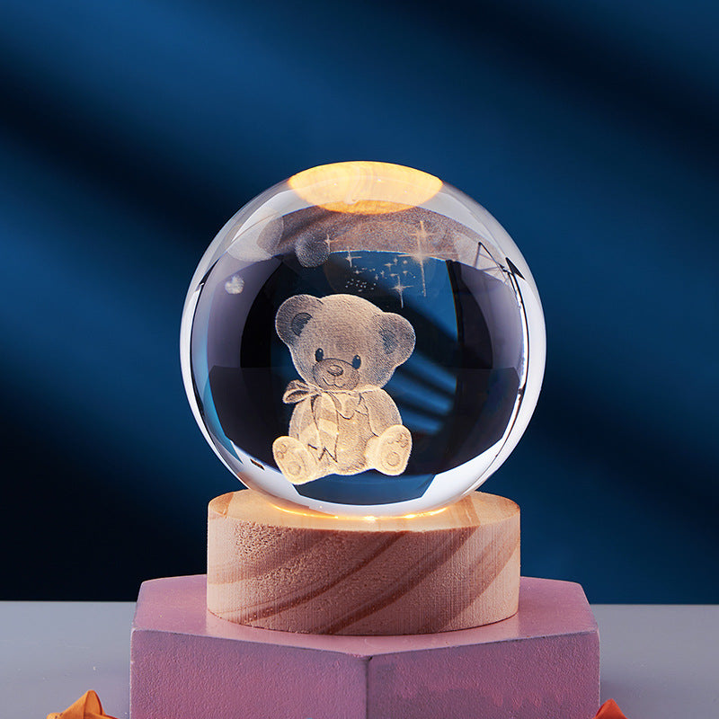 Lampe de Nuit en Cristal 3D - Lampe de Nuit en Cristal avec Effet 3D Magique