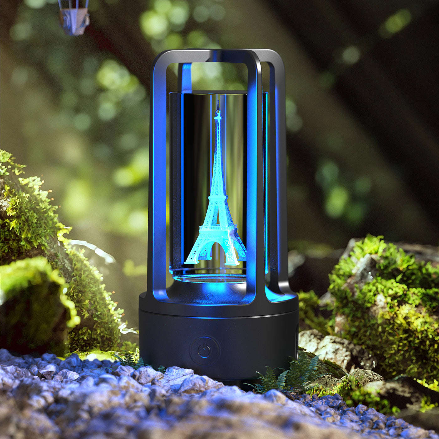 2-en-1 Lampe de nuit en cristal avec fleurs de l'arbre noir et enceinte Bluetooth lampe de bureau