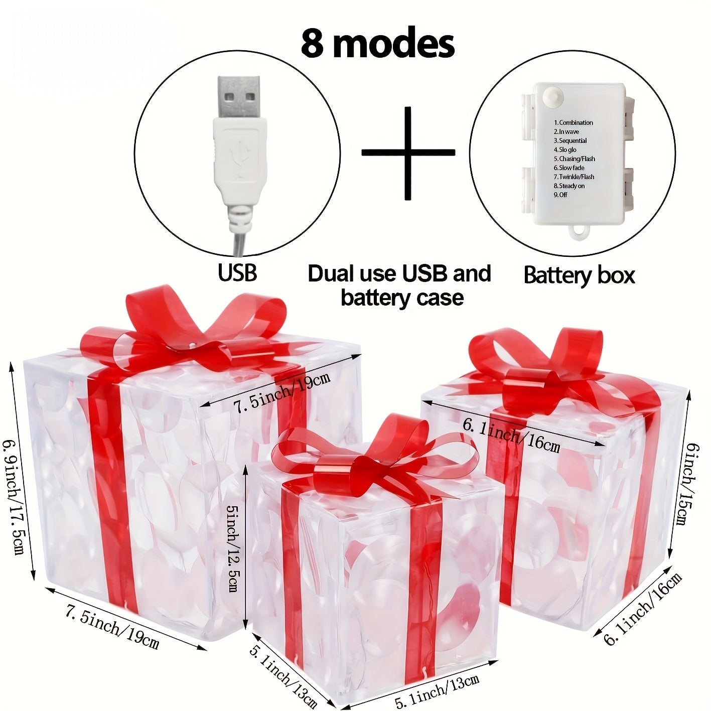 Floroux LED Coffret Cadeau | Éclairage de Noël | Décor pour Intérieur & Extérieur | Ensemble de 3 Boîtes