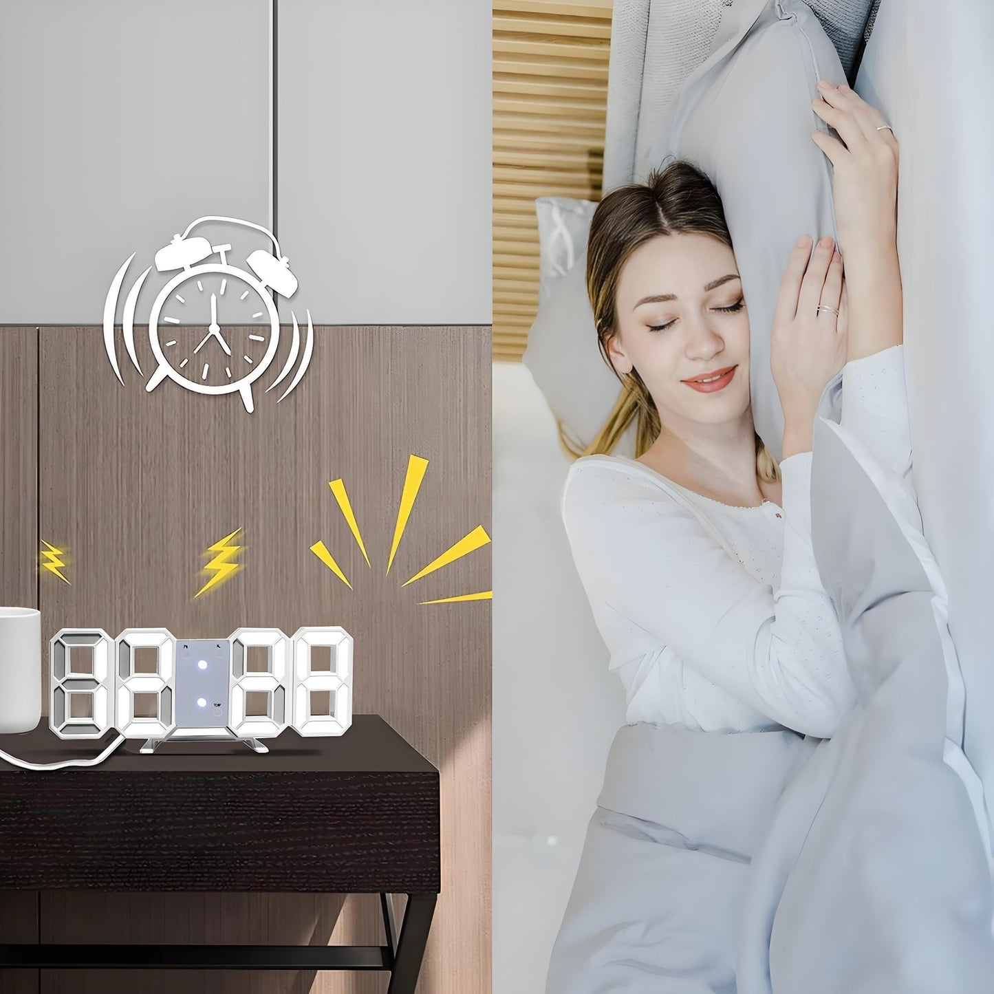 DigiTime Horloge – LED 3D Horloge avec Calendrier & Température