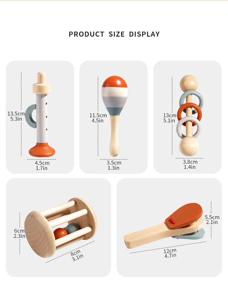 Set d'instruments de musique en bois Montessori pour tout-petits - xylophone accordé professionnellement, maracas et plus - cadeau éducatif pour enfants d'âge préscolaire