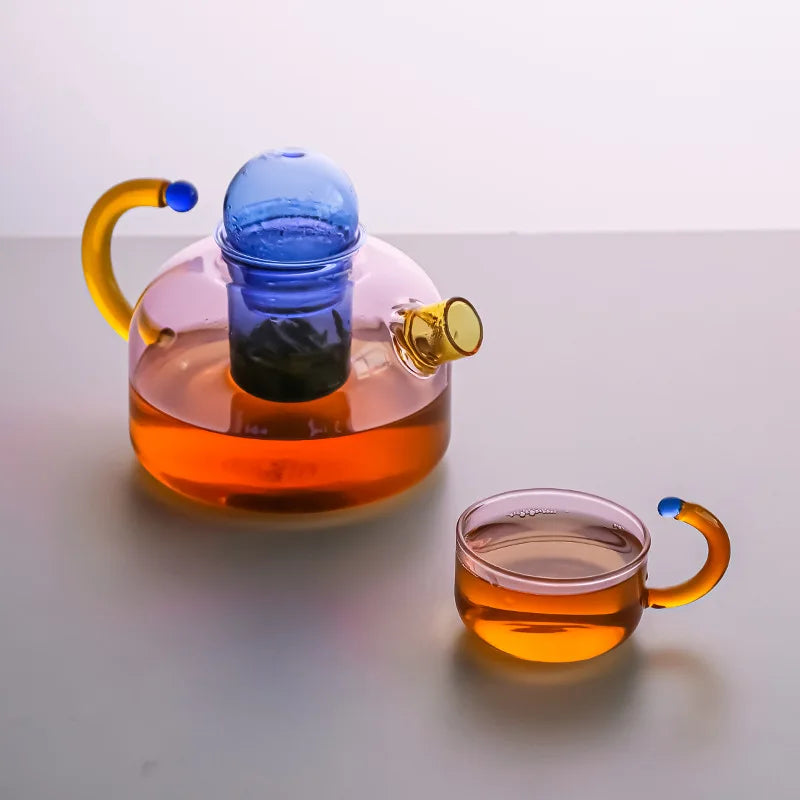 Théière et tasse en verre « Color Bloom »