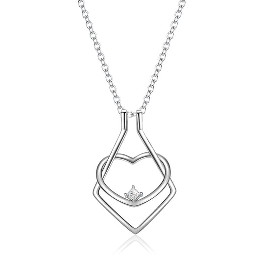 Amelina Collier en forme de cœur avec support de bague – Élégance à pleine floraison