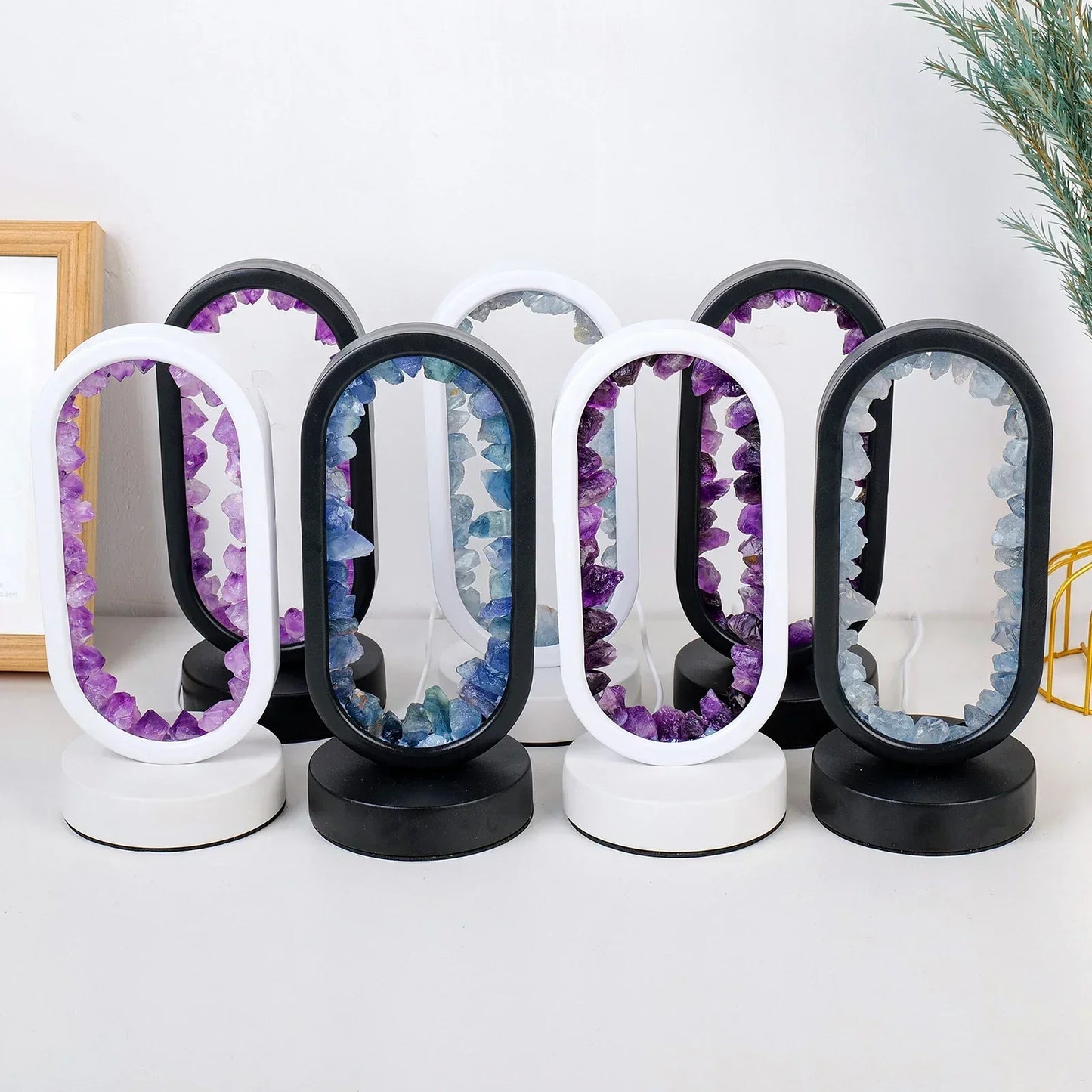 AuraStone | Lampe de table apaisante en améthyste naturelle