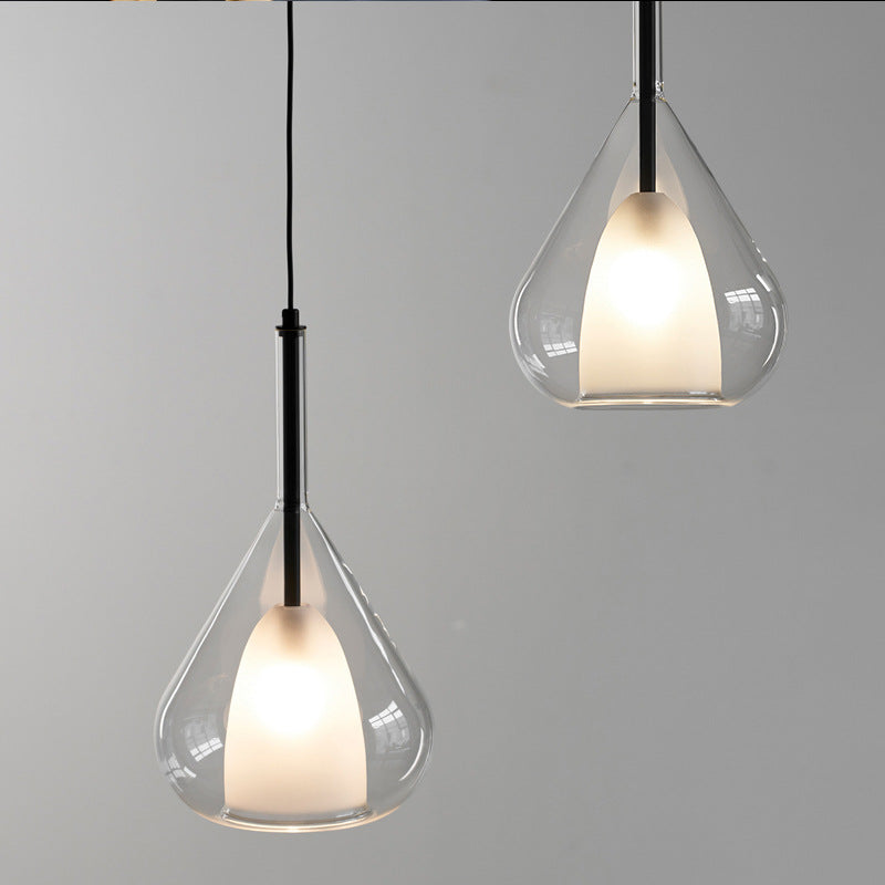 Lampe suspensive en verre et fer conique ronde moderne minimaliste à 1 lumière pour chambre