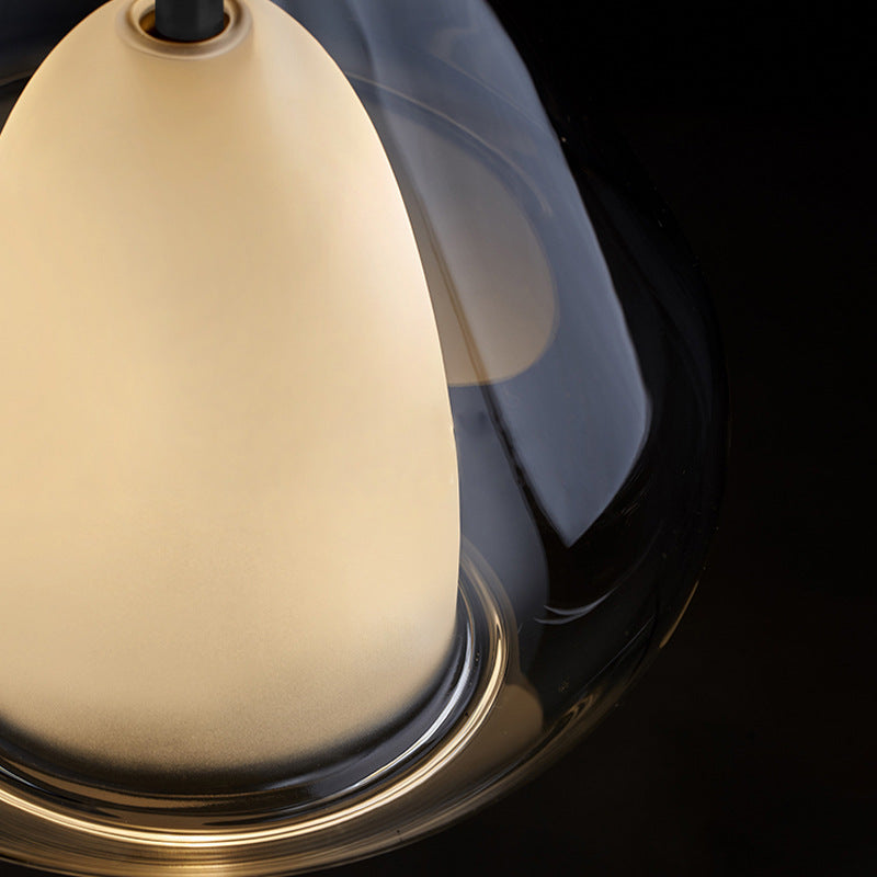 Lampe suspensive en verre et fer conique ronde moderne minimaliste à 1 lumière pour chambre