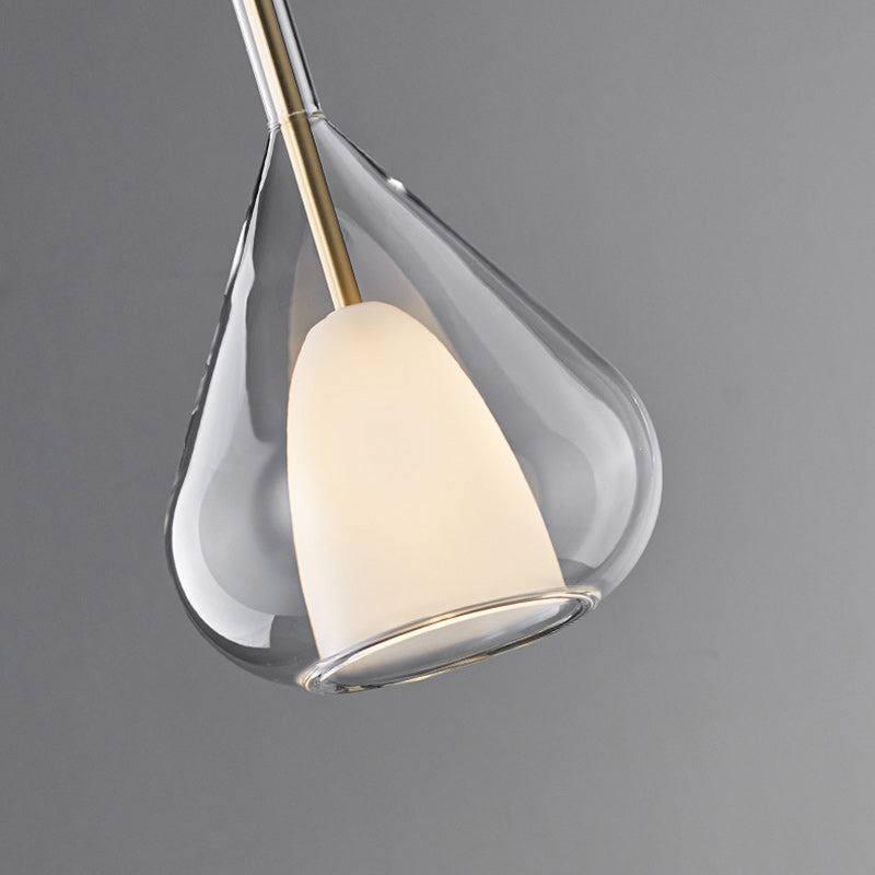 Lampe suspensive en verre et fer conique ronde moderne minimaliste à 1 lumière pour chambre