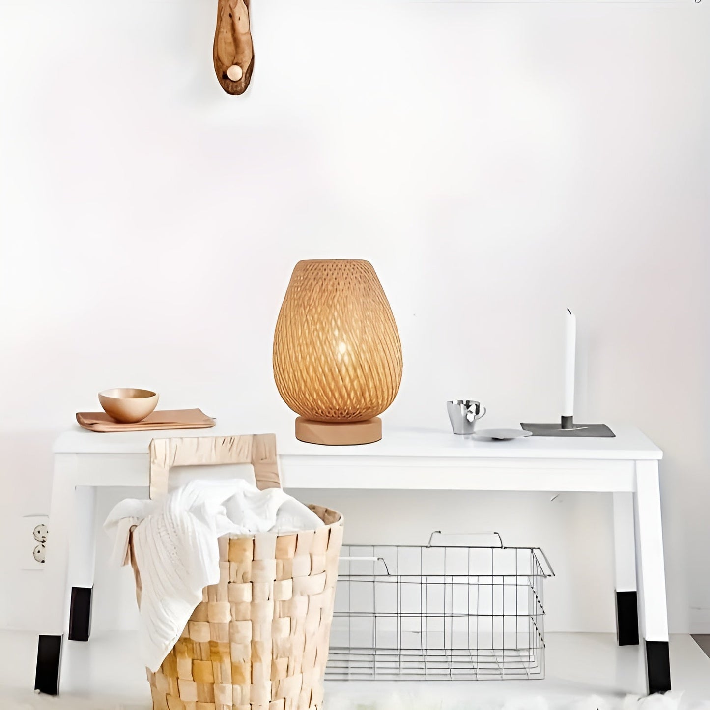 Lampe de table en bambou élégante avec alimentation USB – Design durable et économe en énergie
