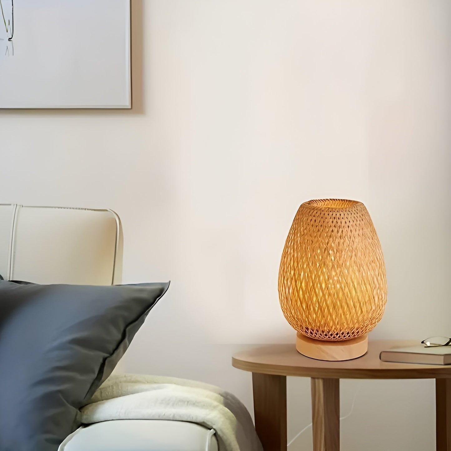 Lampe de table en bambou élégante avec alimentation USB – Design durable et économe en énergie