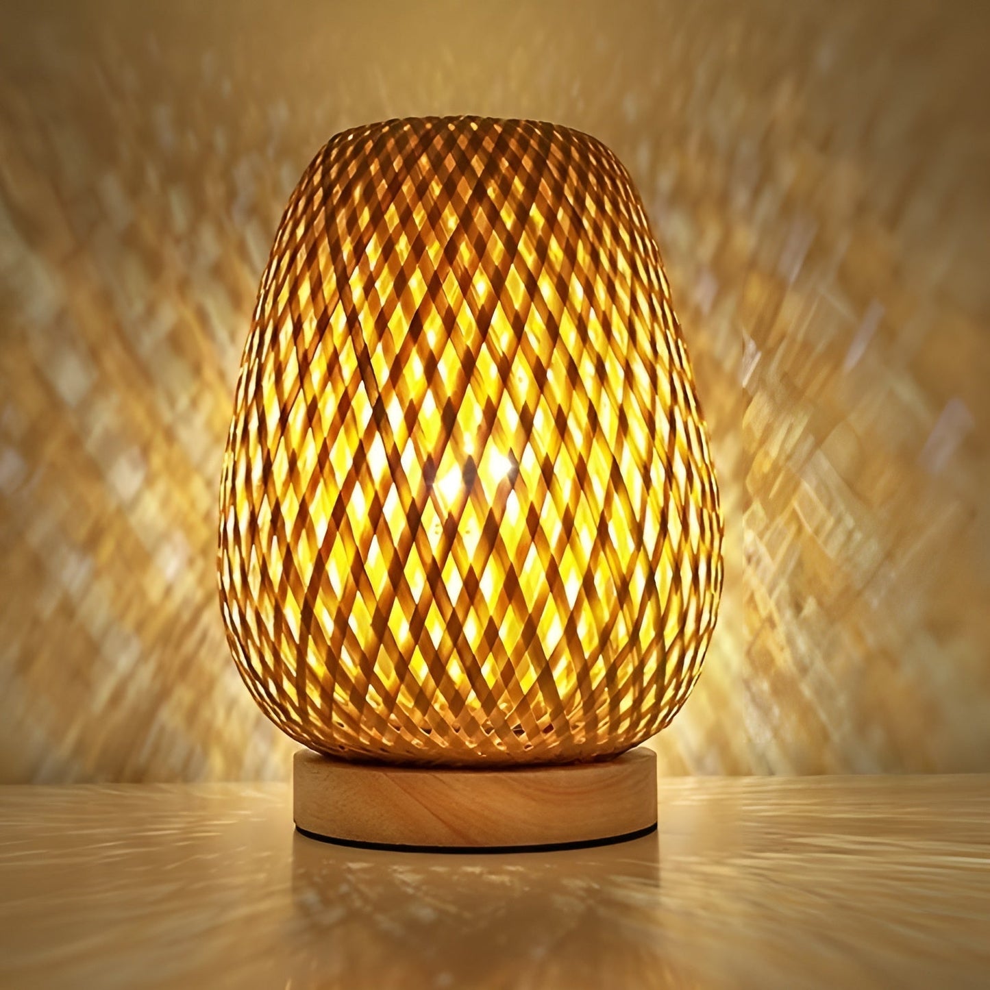 Lampe de table en bambou élégante avec alimentation USB – Design durable et économe en énergie