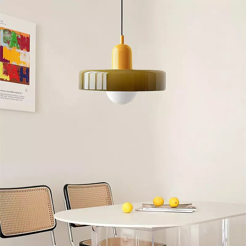 Suspension Floroux in colored glass | Elegant hanging lamp in Bauhaus style | Designer lamp for the living room and dining room