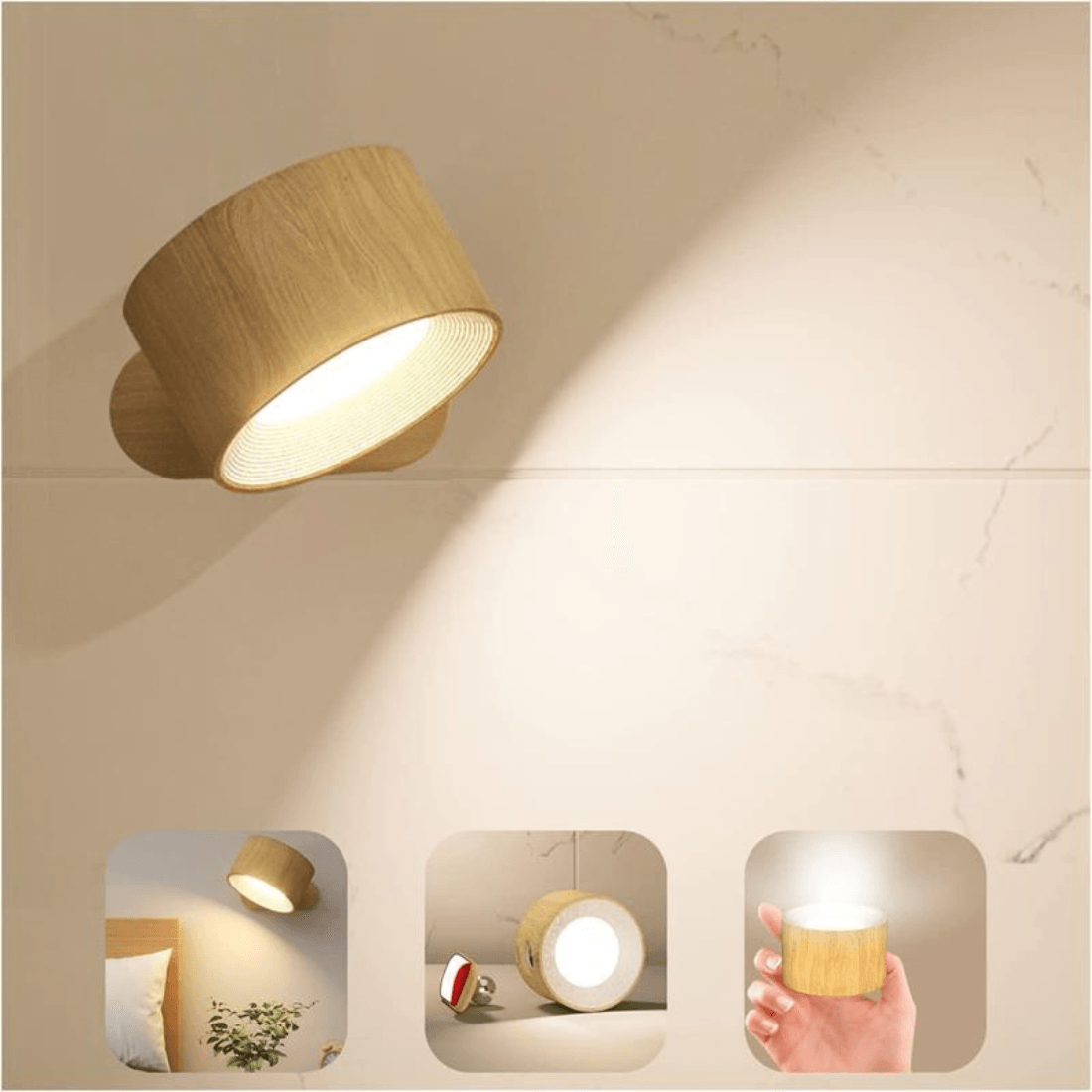 Floroux - Lampe murale sans fil innovante avec orientation flexible à 360° et contrôle tactile