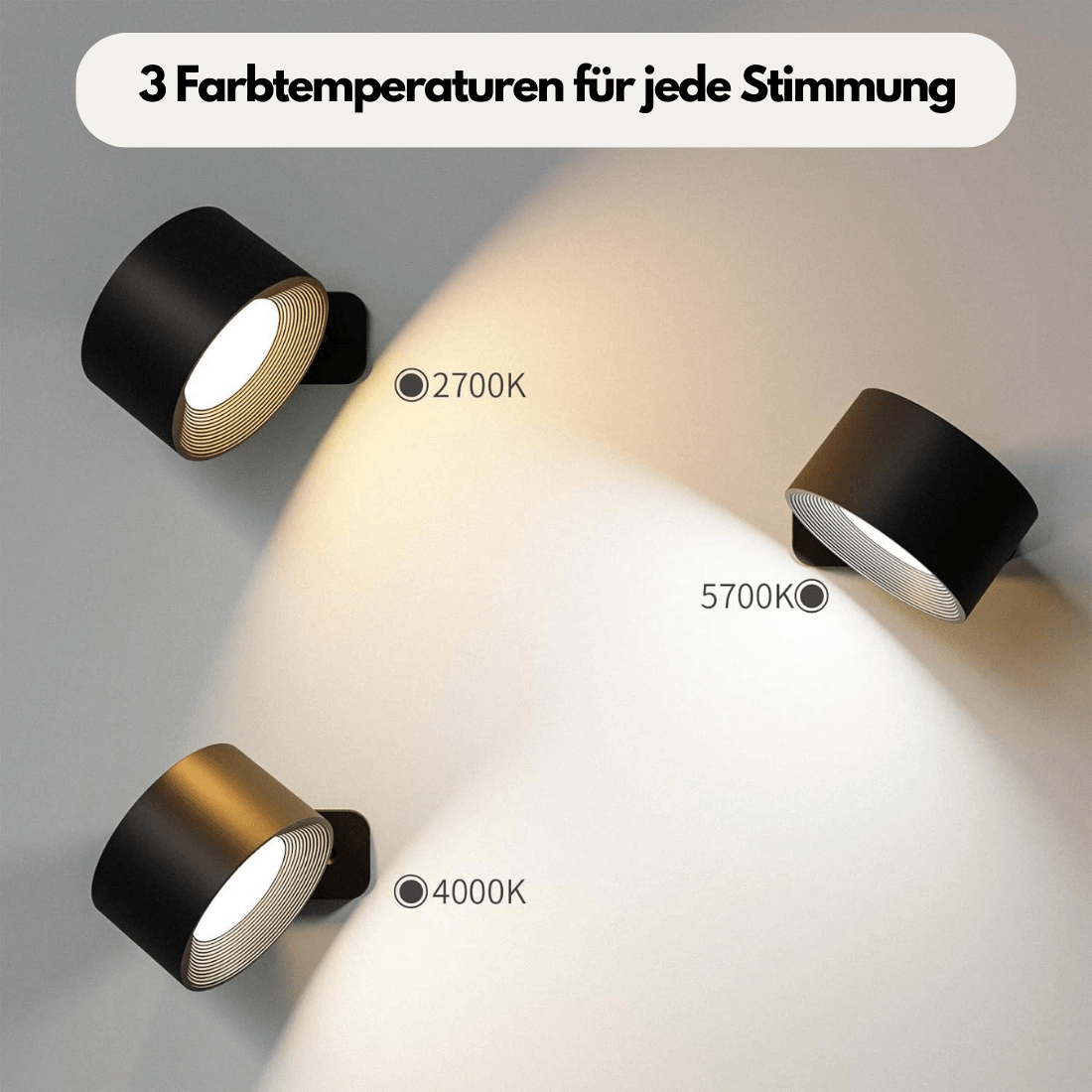 Floroux - Lampe murale sans fil innovante avec orientation flexible à 360° et contrôle tactile