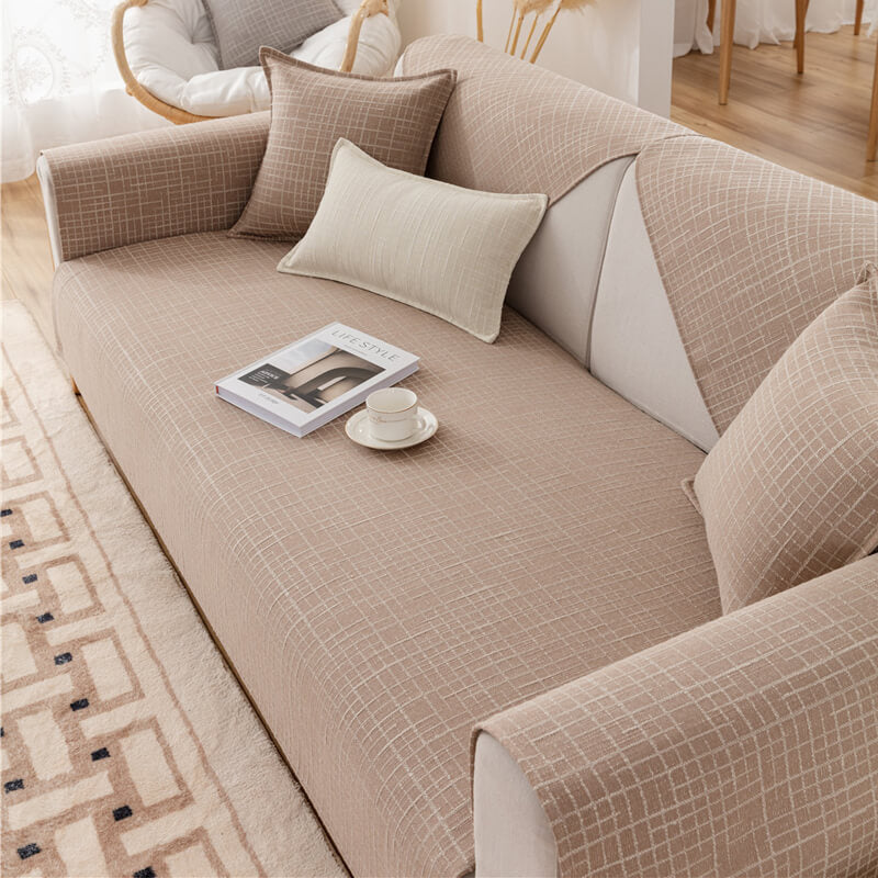 Housses de canapé sectionnelles en coton et lin, housses de canapé non glissantes pour chiens, chats, enfants, fauteuil convertible, forme L, accoudoir, dossier