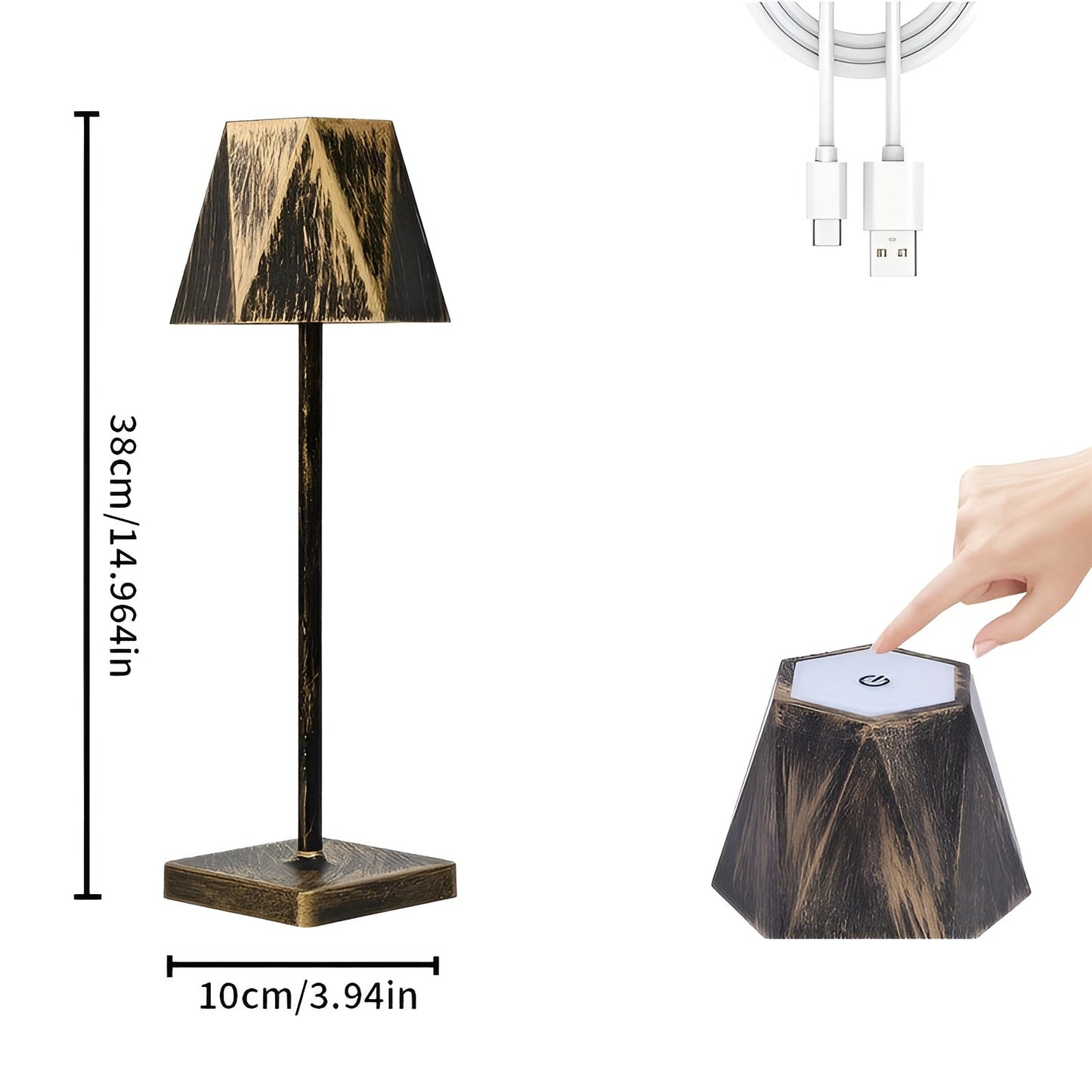 Lampe de table rétro élégante à LED - Sans fil et rechargeable