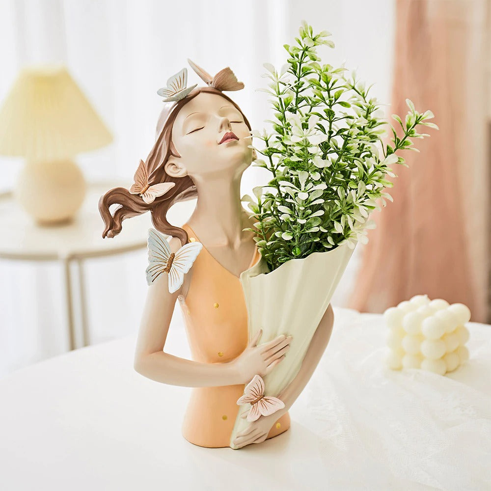 Figurine de Fille de la Forêt Floroux Vase