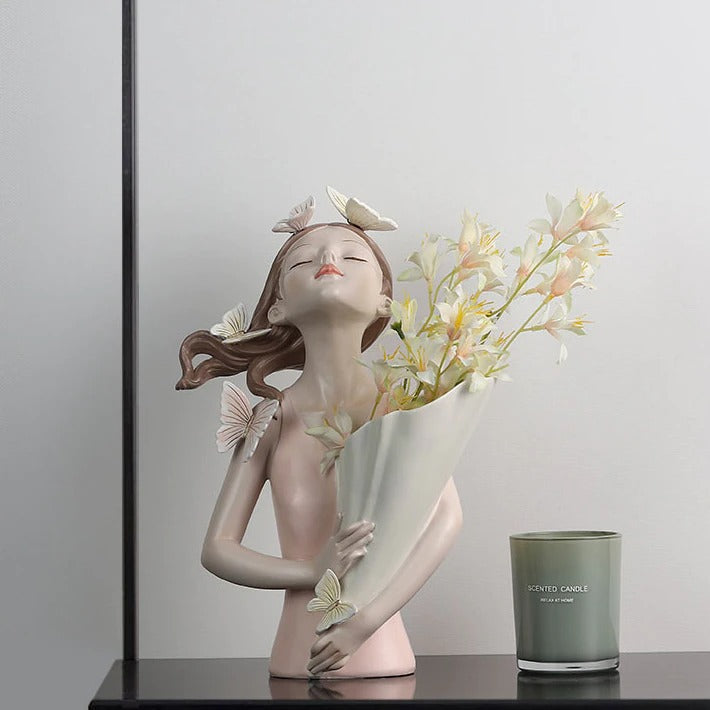 Figurine de Fille de la Forêt Floroux Vase