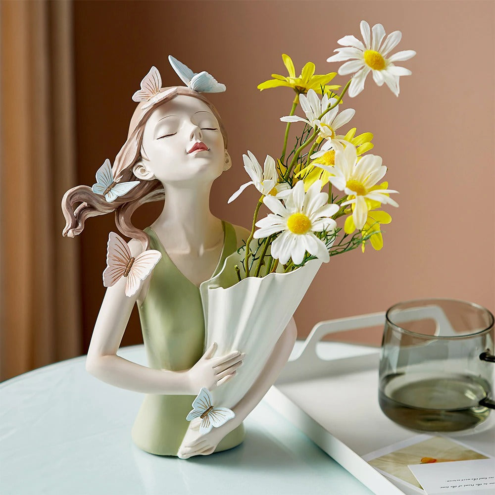 Figurine de Fille de la Forêt Floroux Vase