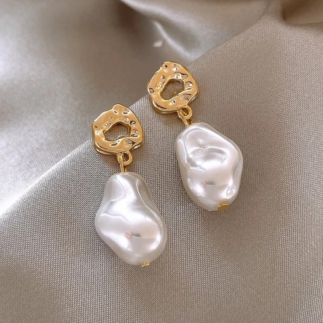 Boucles d'oreilles en perles bohèmes dorées élégantes - Mara