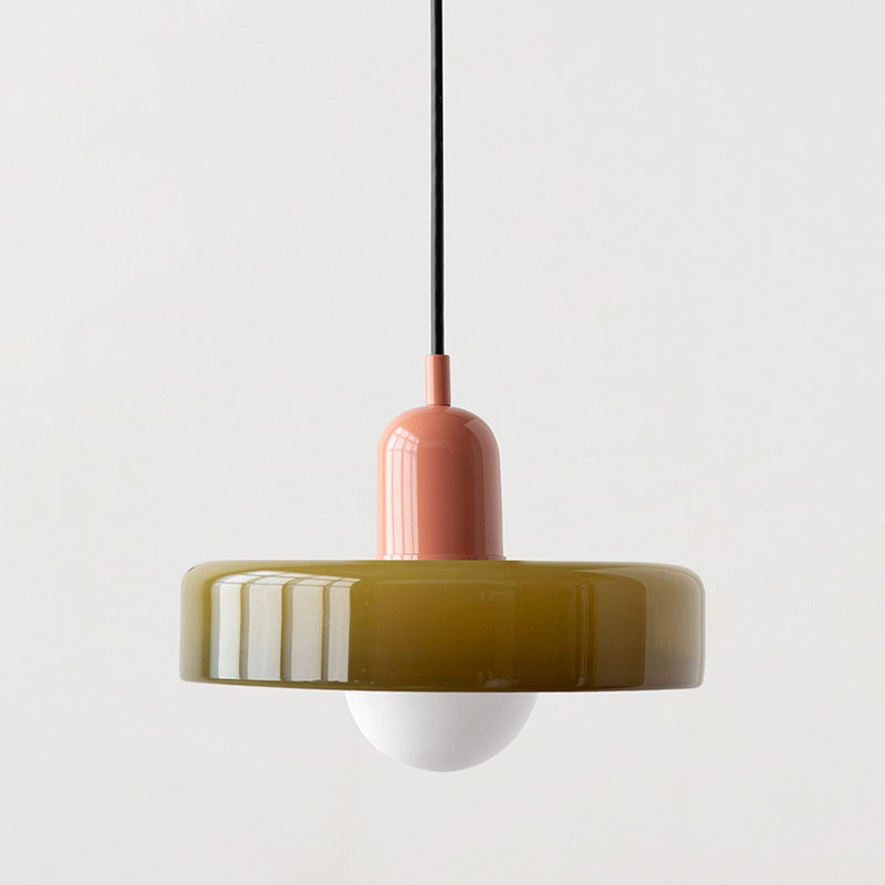 Suspension Floroux in colored glass | Elegant hanging lamp in Bauhaus style | Designer lamp for the living room and dining room
