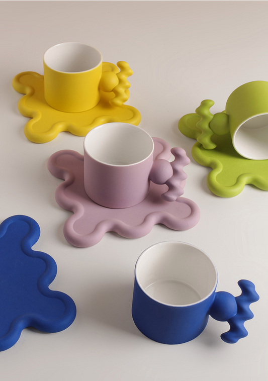 Cupido - Ensemble de Tasse et Soucoupe en Porcelaine Fait Main