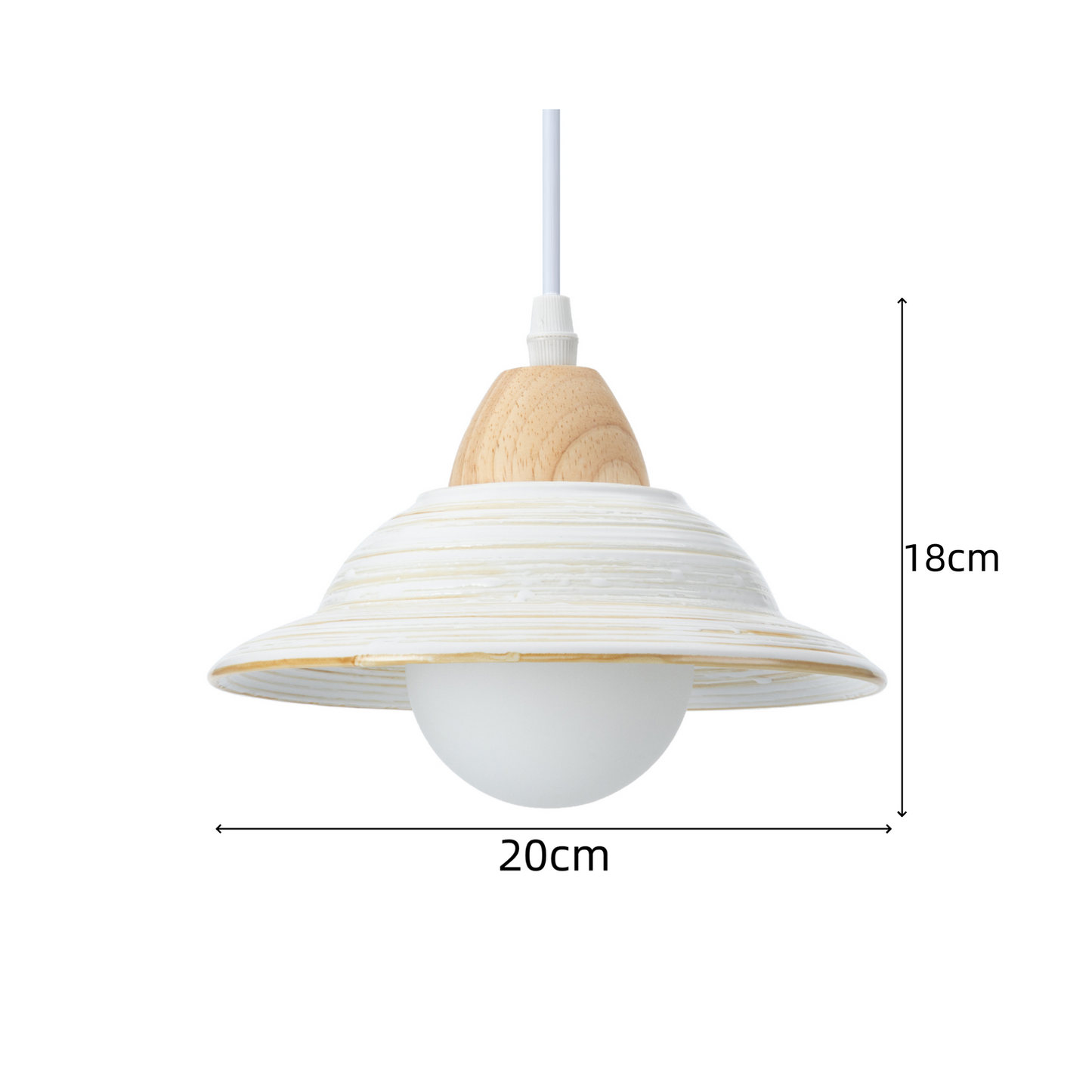 Floroux Chapeau Forme Pendentif Luminaire en Céramique Blanche