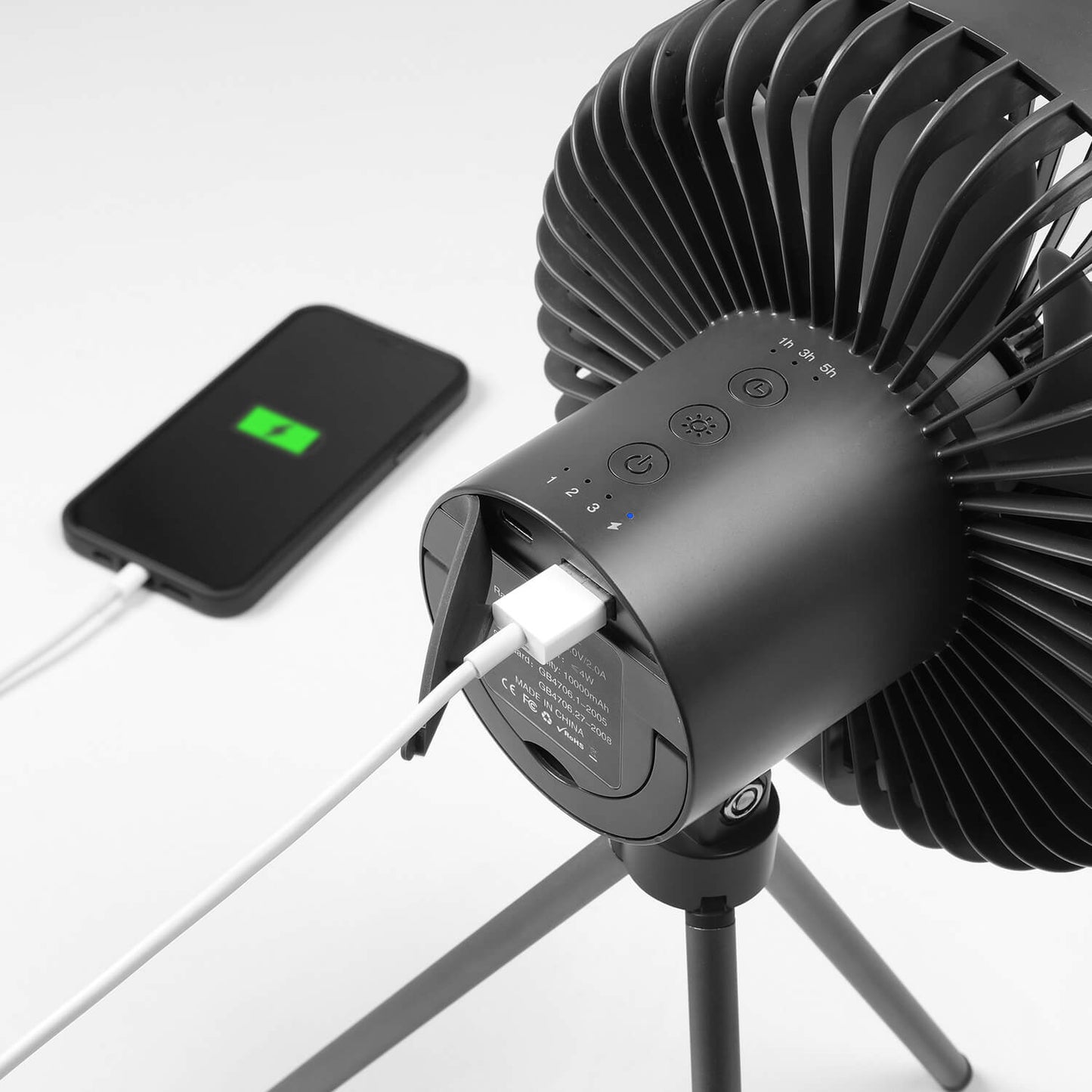 Ventilateur de camping portable avec lanterne LED