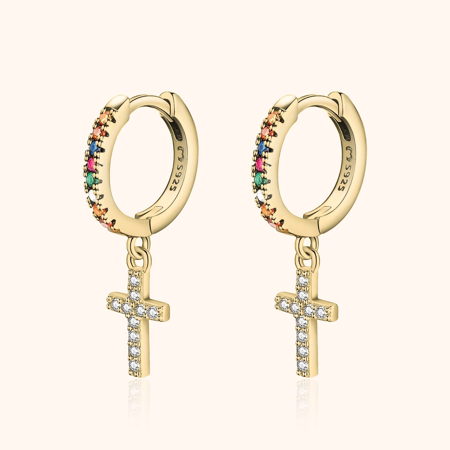 Aurora Boucles d'oreilles en croix en zircon coloré