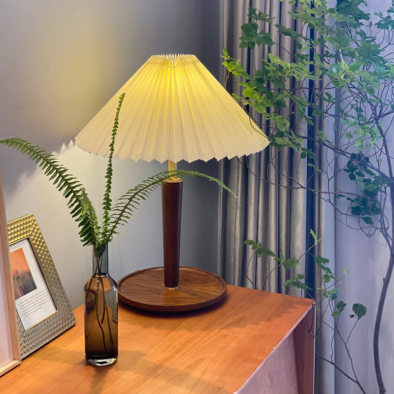 Floroux – Lampe de table en bois rétro avec charme vintage