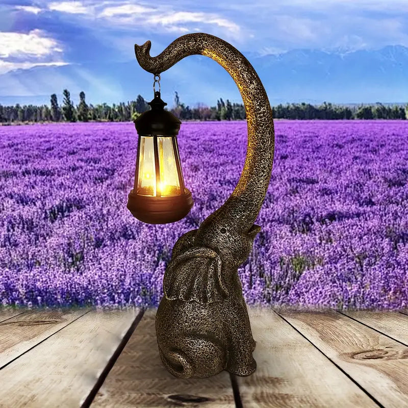 Floroux Lampe de jardin solaire Éléphant Enchanté | Lumière d'ambiance pour extérieur | Écologique | Lampe décorative de jardin