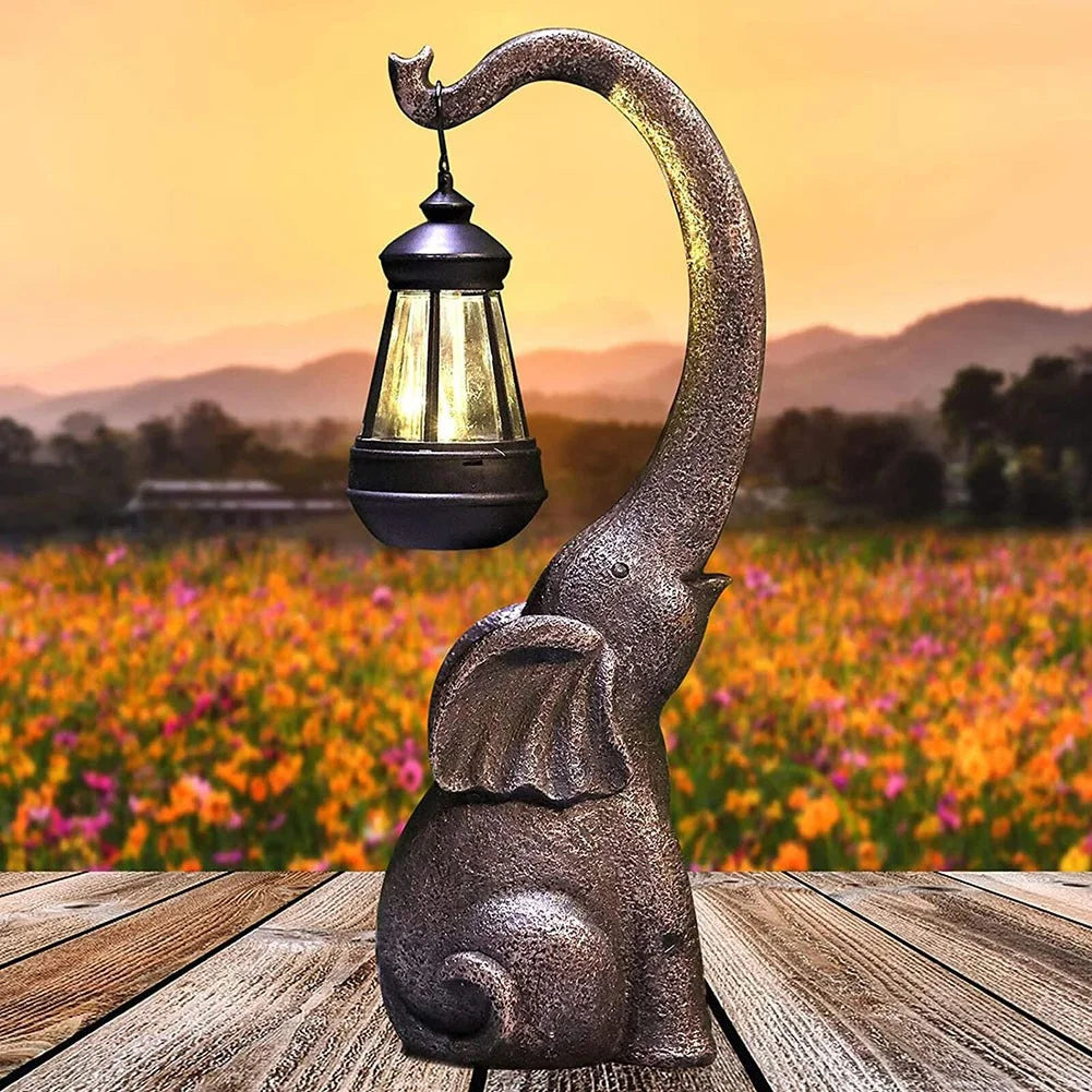 Floroux Lampe de jardin solaire Éléphant Enchanté | Lumière d'ambiance pour extérieur | Écologique | Lampe décorative de jardin