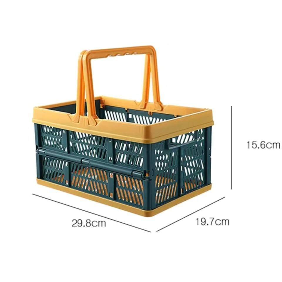 Caisse de rangement pliable avec poignées rabattables