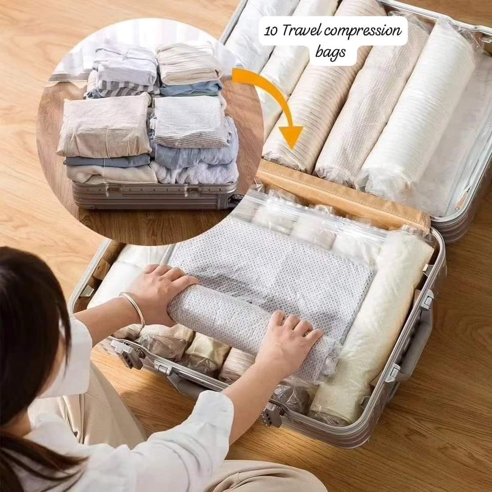 10pcs Organisateur de Vêtement de Compression de Voyage