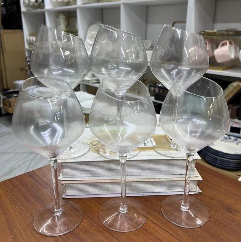 6Pc Verre à vin large incliné set