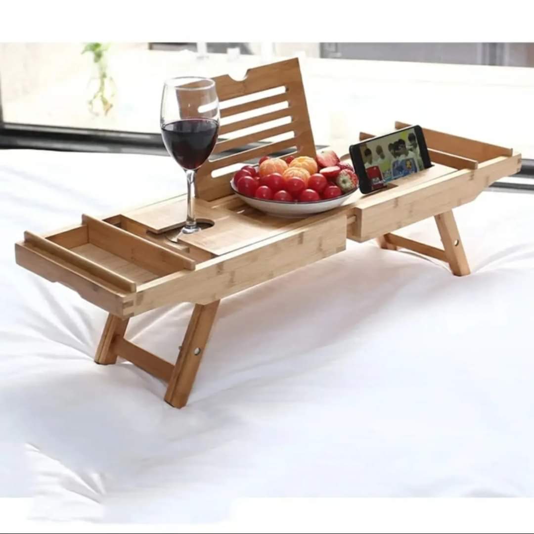 Plateau de baignoire en bambou extensible avec supports