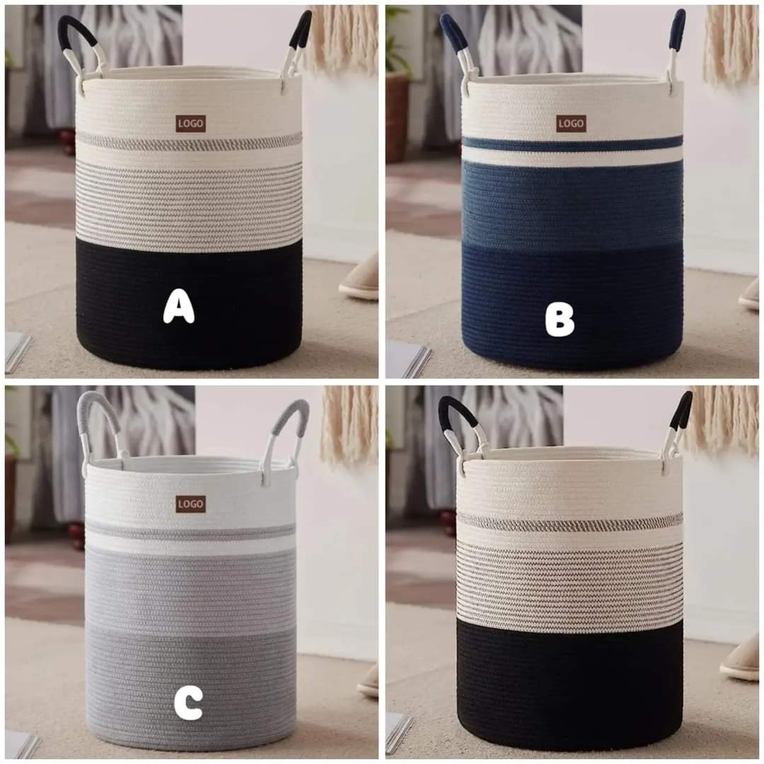 Panier à linge en corde de coton avec poignées