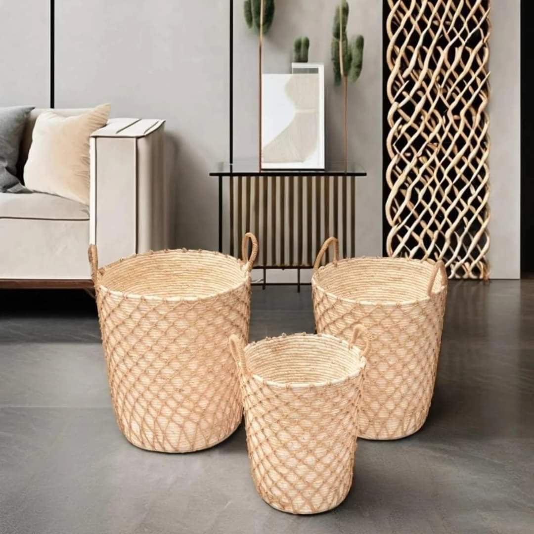 3 paniers de rangement empilables faits à la main