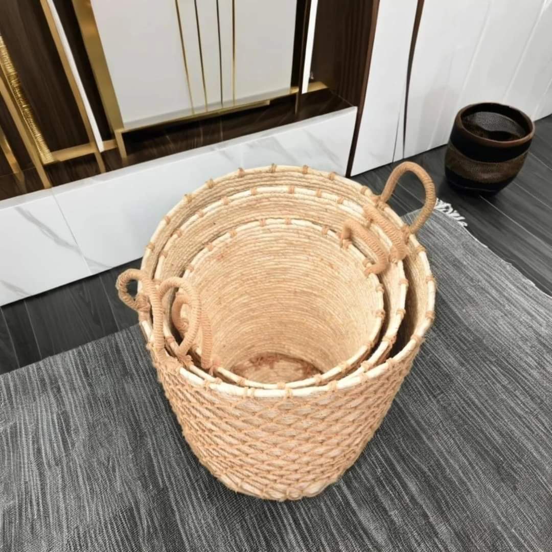 3 paniers de rangement empilables faits à la main