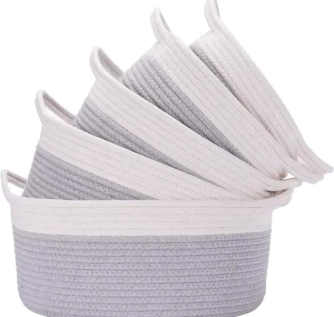 set de 5 paniers en corde de coton