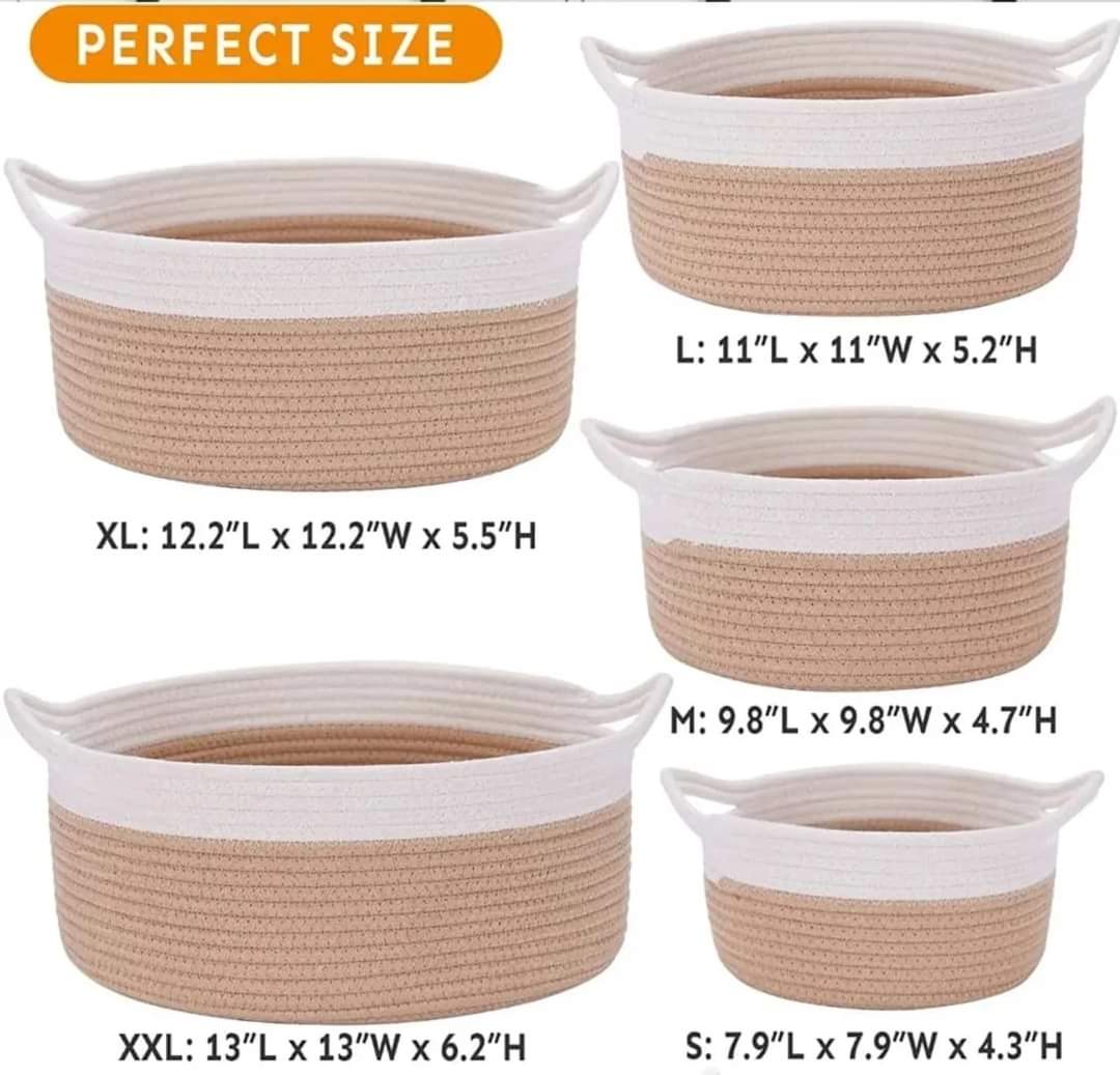 set de 5 paniers en corde de coton