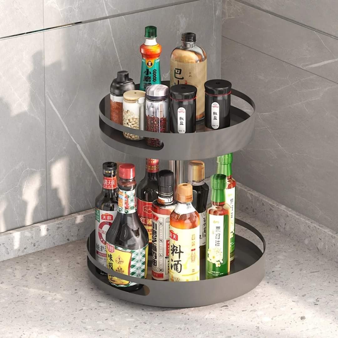 Étagère de rangement à épices cosmétiques métallique rotative