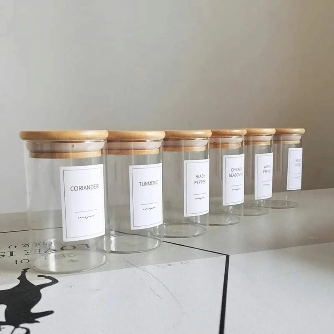 Bamboio bocaux en verre et étiquettes