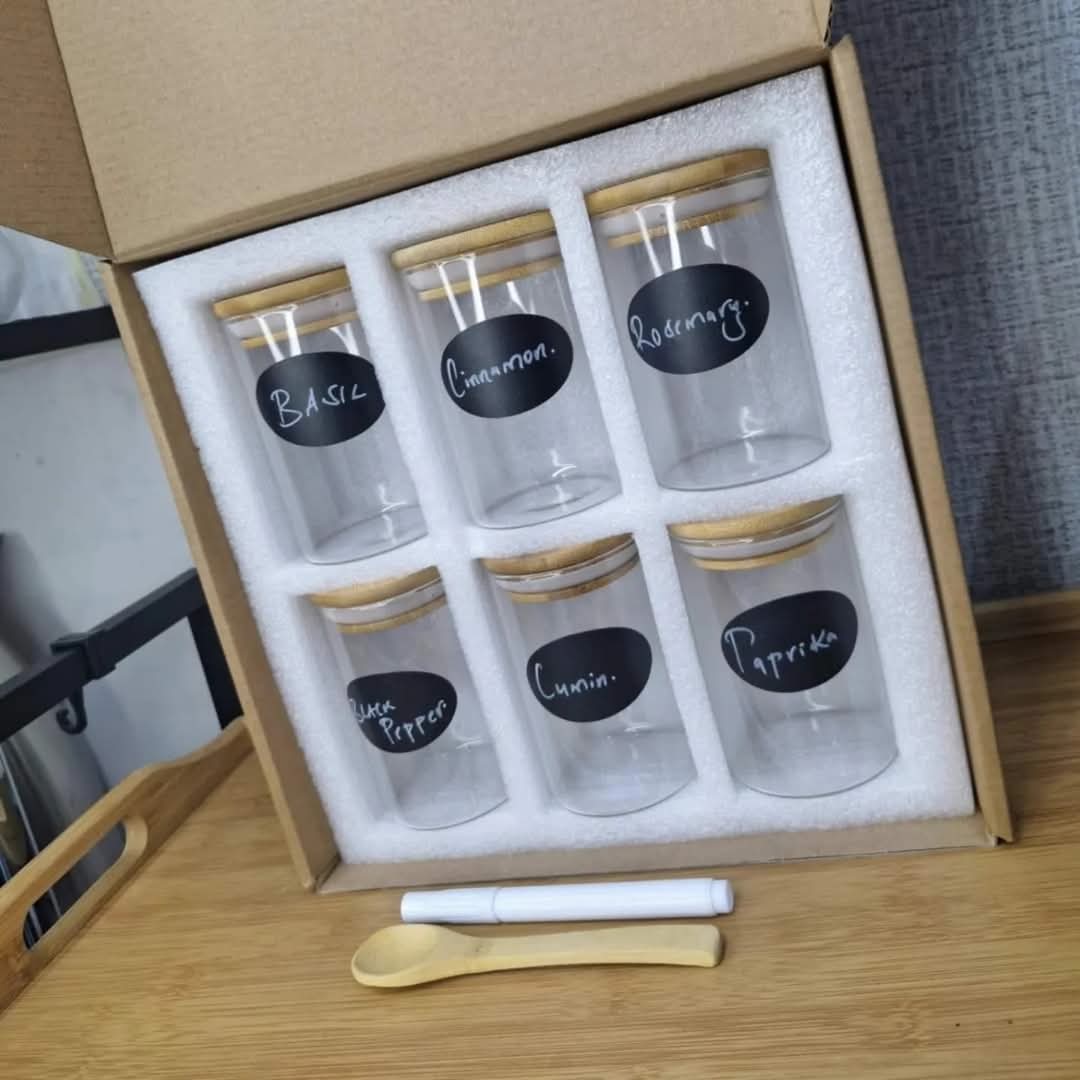 Bamboio bocaux en verre et étiquettes