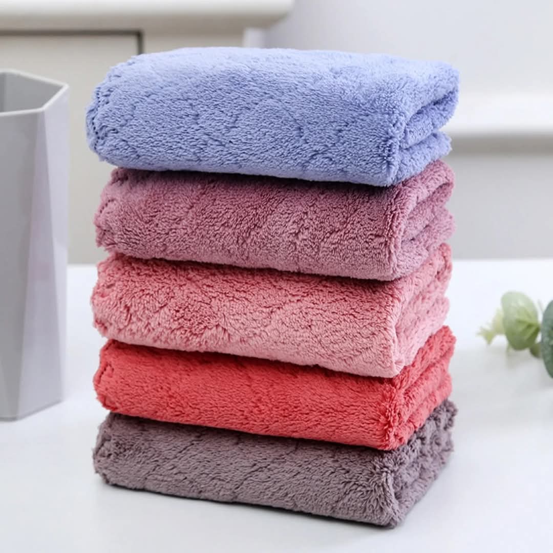 5Pcs 30*30cm Serviettes en main en polaire corail