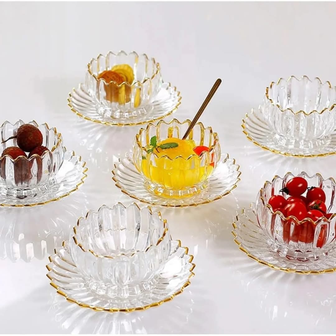 Bol à salade en verre / dessert ensemble