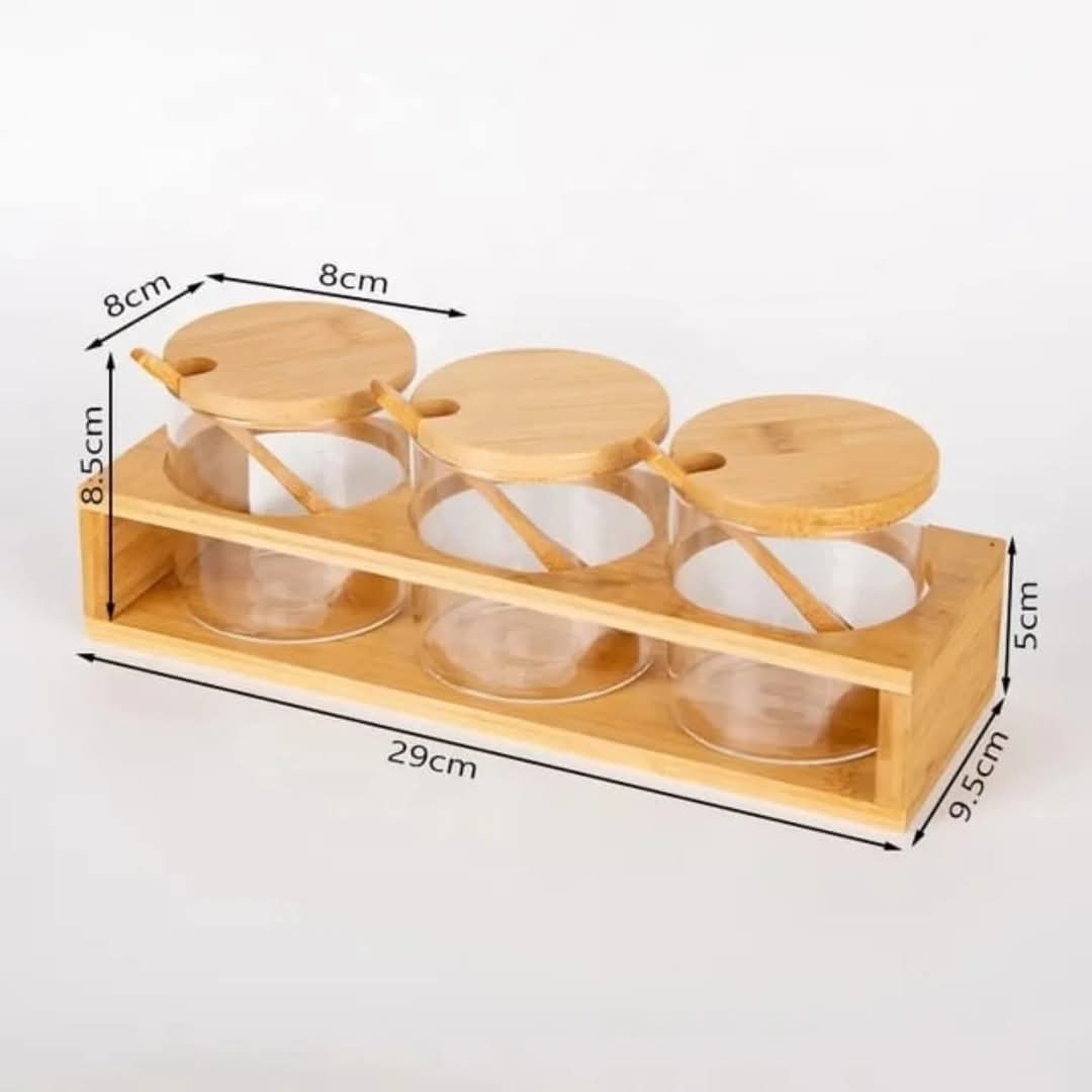 Ensemble de 3 bocaux avec couvercle en bambou