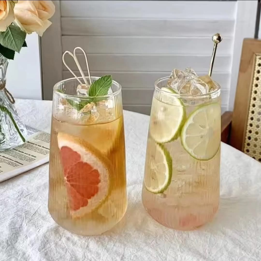 6pcs Verres à jus/eau striés