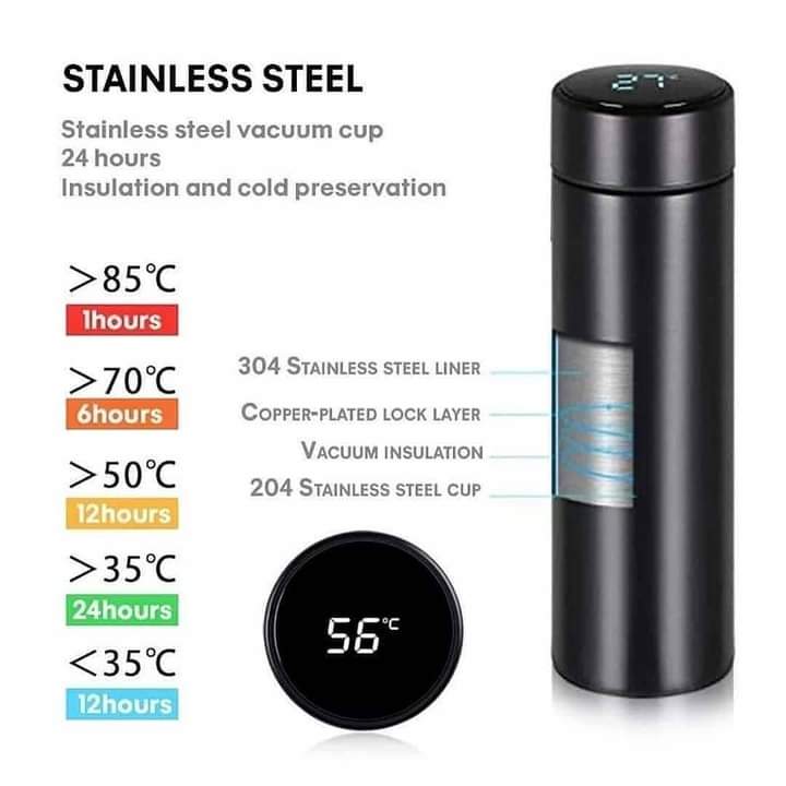 Affichage de la température Bouteille thermos isolée sous vide