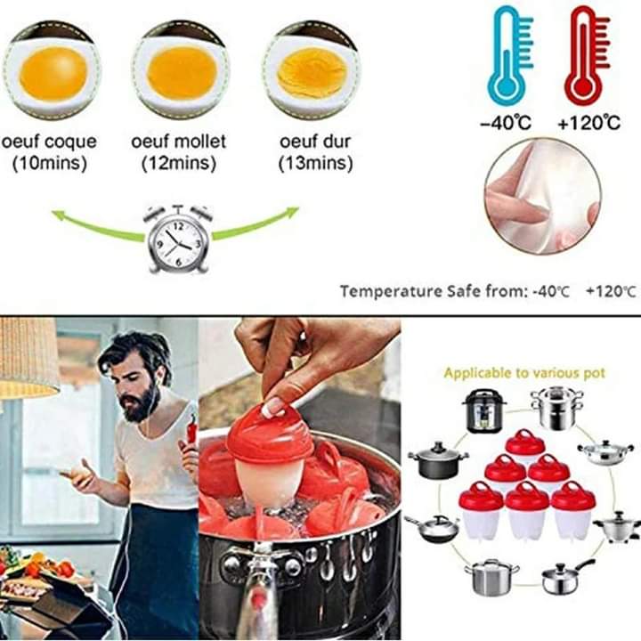 6 Oeufs en silicone bouilleurs